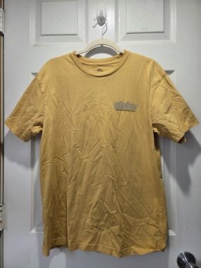 Quiksilver Men's Yellow Crew Neck Graphic Tee